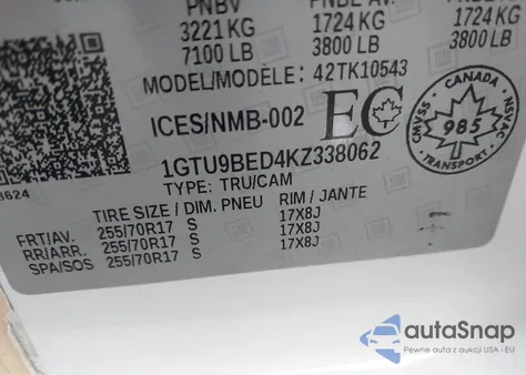 2019 GMC Sierra 1500 Sle from USA, damaged, VIN 1GTU9BED4KZ338062